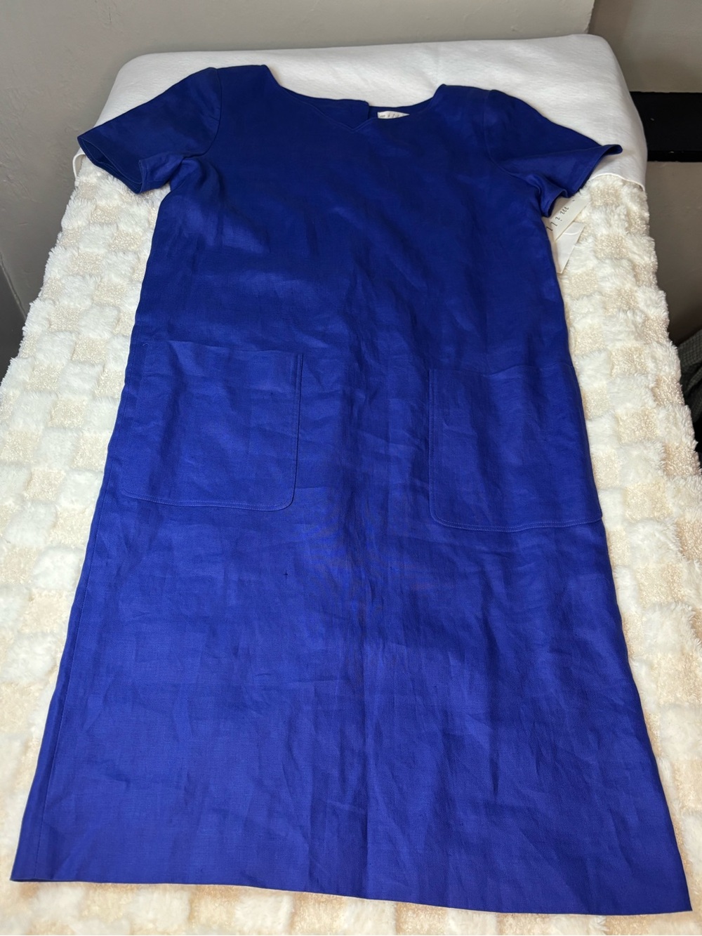 Miller Shor 100 % Linen dress in Royal Blue Short Sleeve Shift